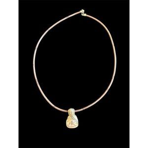 Sterling Silver ATI Mexico Pendant On 16” Leather Cord Necklace 925